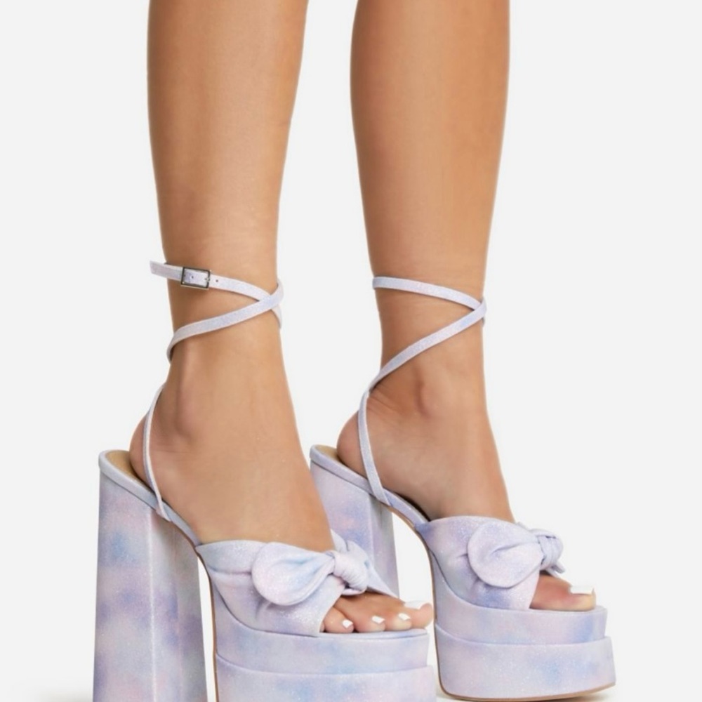 EGO Pastel Lavender Platform Heels with Ankle Wrap
